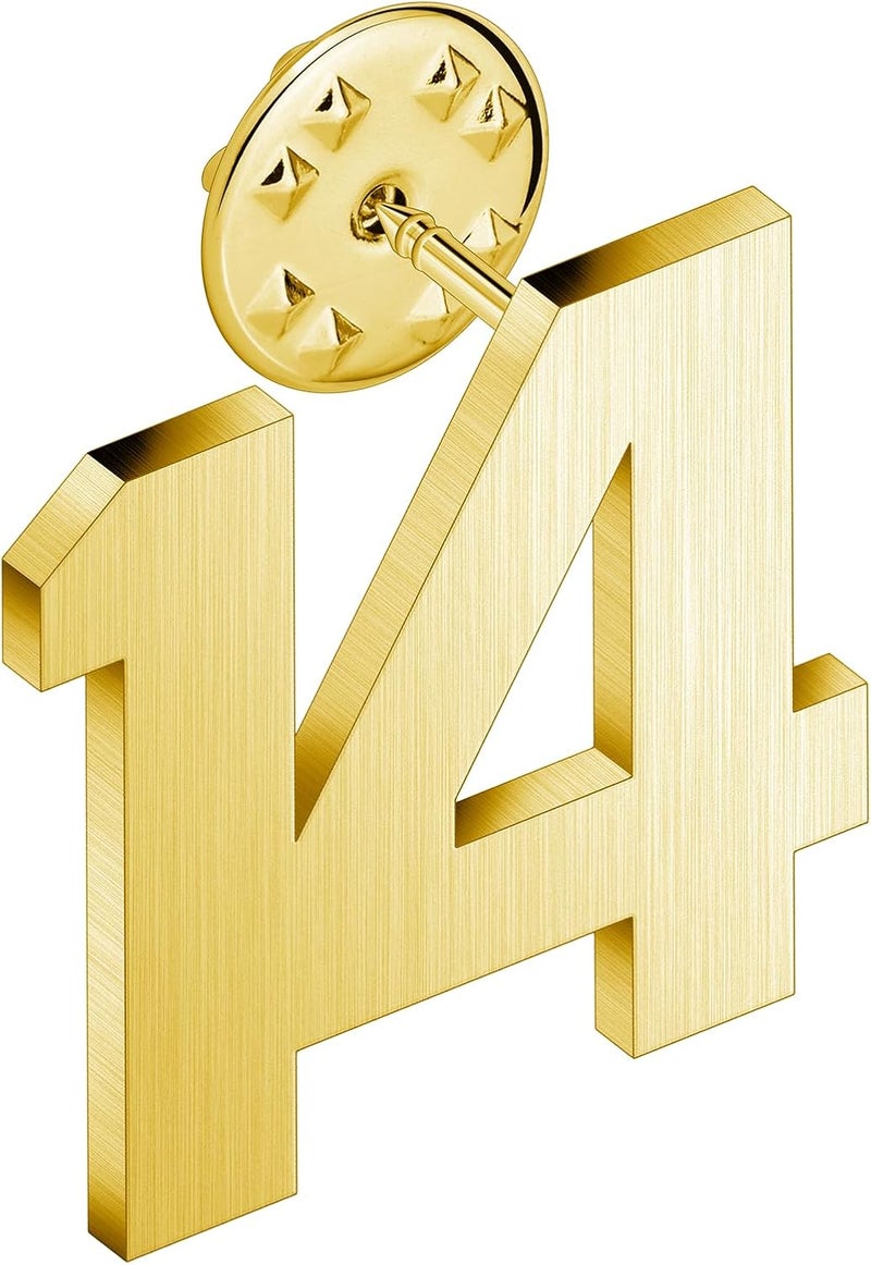 AMITER Personalized 0-100 Number Lapel Pins, 18K Gold Brooch Pin Tie Tacks for Suits, Neckties, Hats, Men & Women - Image 1
